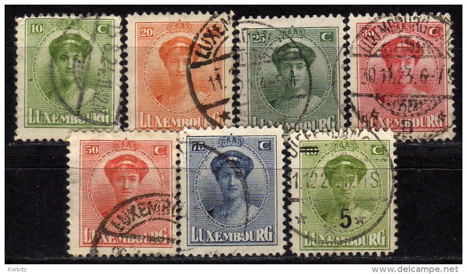 LUXEMBURG 1921 - Lot Charlotte 7 Verschiedene  Used - 1921-27 Charlotte Frontansicht