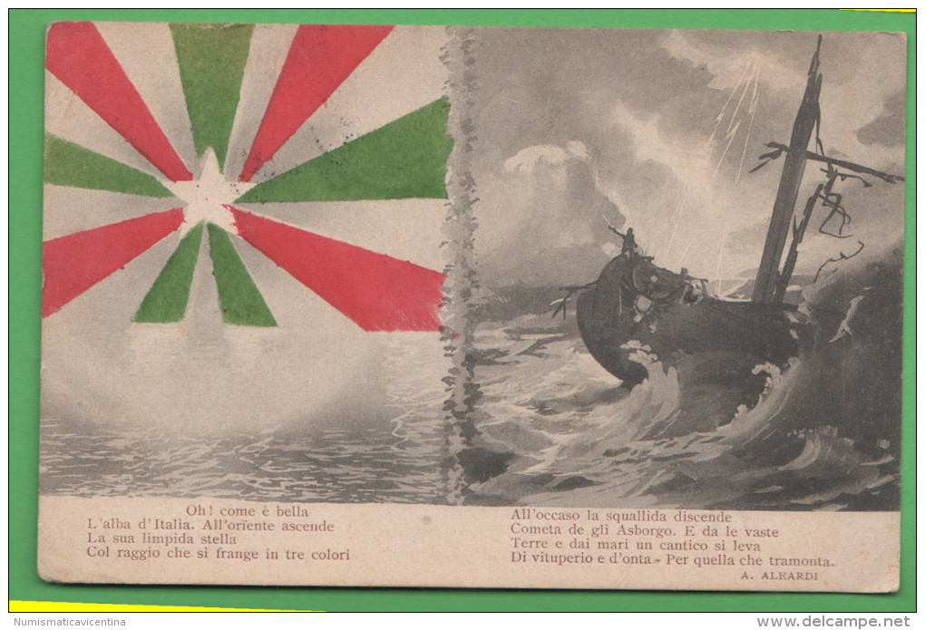 Timbro Croce Rossa Posto Soccorso Di Mestre Franchigia  1915   Tricolore - Venezia