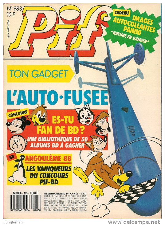 Pif N° 983 De Janvier 1988 - Avec Smith & Wesson, Hercule, La Morgueluse, Zup, Pinky, Placid & Muzo. Revue En TBE - Pif & Hercule