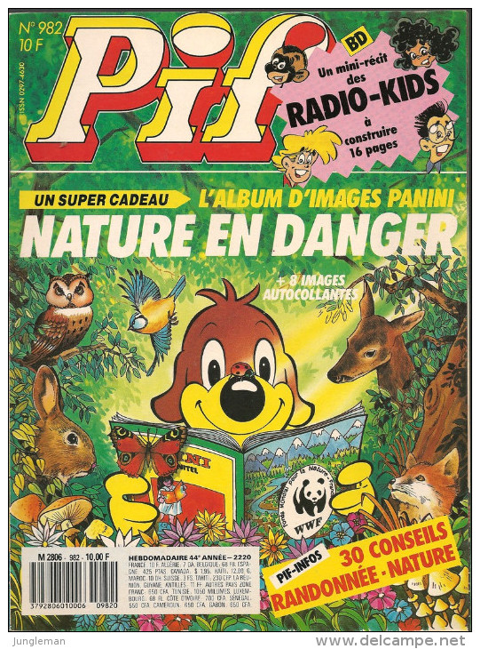 Pif N° 982 De Janvier 1988 - Avec La Morgueluse, Les Communards, Smith & Wesson, Boule & Bill, Radio Kids. Revue En TBE - Pif & Hercule