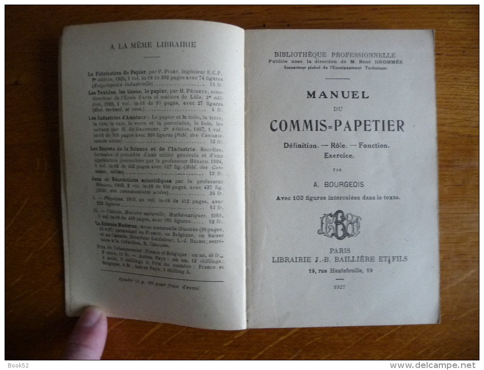 1927 - Manuel Du COMMIS-PAPETIER Par A. Bourgeois - Autres & Non Classés