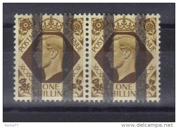 CI938 - GRAN BRETAGNA Giorgio VI 1937 : Coppia Del N. 222 Con Due Bande Tipografiche Verticali  *** MNH. - Unused Stamps