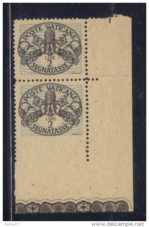 Vaticano 1945, Segnatasse 2 Lire N. 11d NON Dentellato In Basso  *** - Variétés & Curiosités