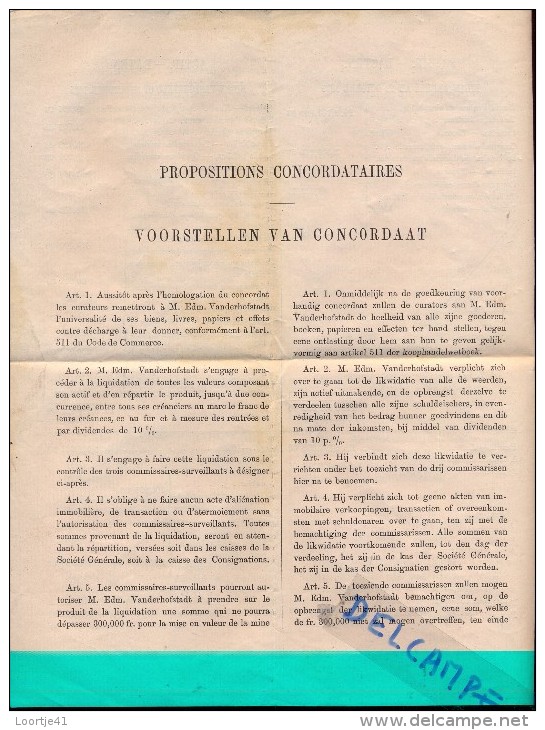 Voorstellen Concordaat En Bilan Edm. Vanderhofstadt - Brugge 1875 - Banque & Assurance