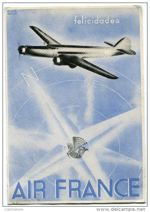 ARGENTINE CARTE POSTALE PAR AVION AIR FRANCE DEPART BUENOS AIRES 31 DIC 37 ARGENTINA POUR LA FRANCE - Luftpost