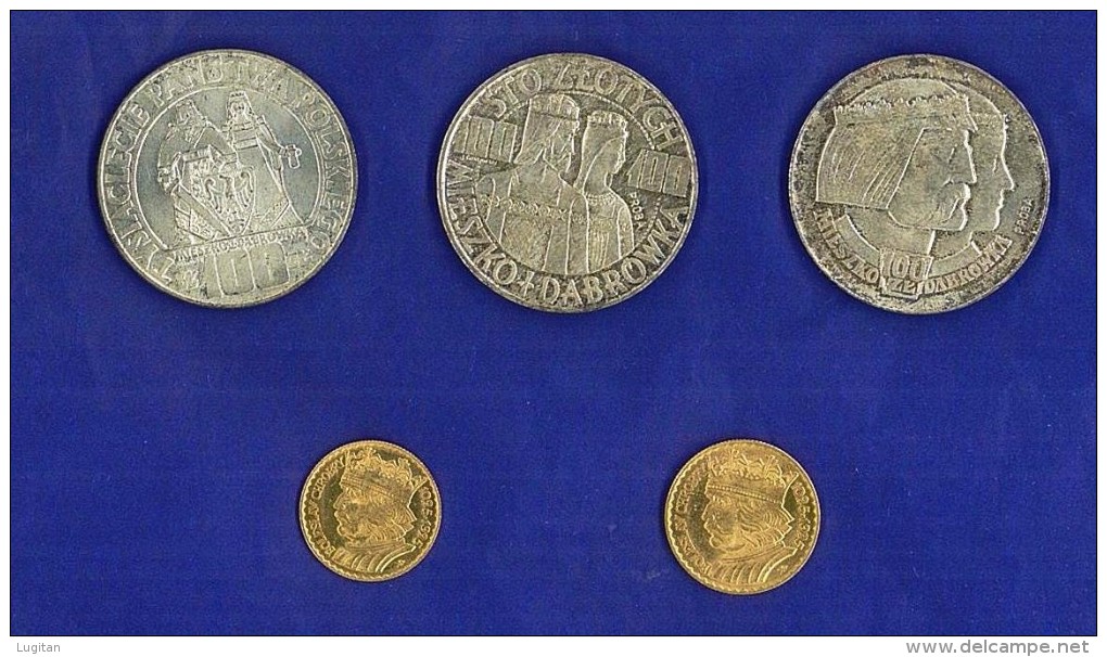 POLONIA 1925 + 1966  - 4 RARE EMISSIONI IN ARGENTO E ORO - NON CIRCOLATE  2 PROVE - UNC . VEDI DESCRIZIONE - NON PULITE - Polen