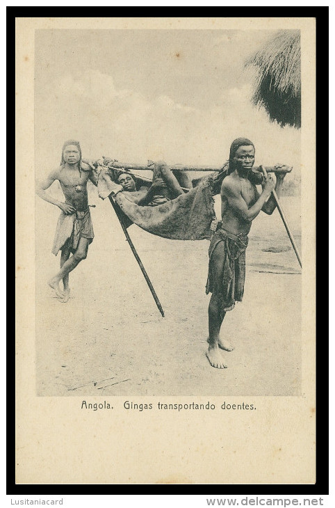 ANGOLA - COSTUMES - Gingas Transportando Doentes ( Ed. Carvalho & Freitas Nº 686)  Carte Postale - Angola