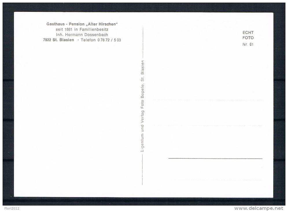 (D063) AK St. Blasien - Gasthaus Alter Hirschen - St. Blasien