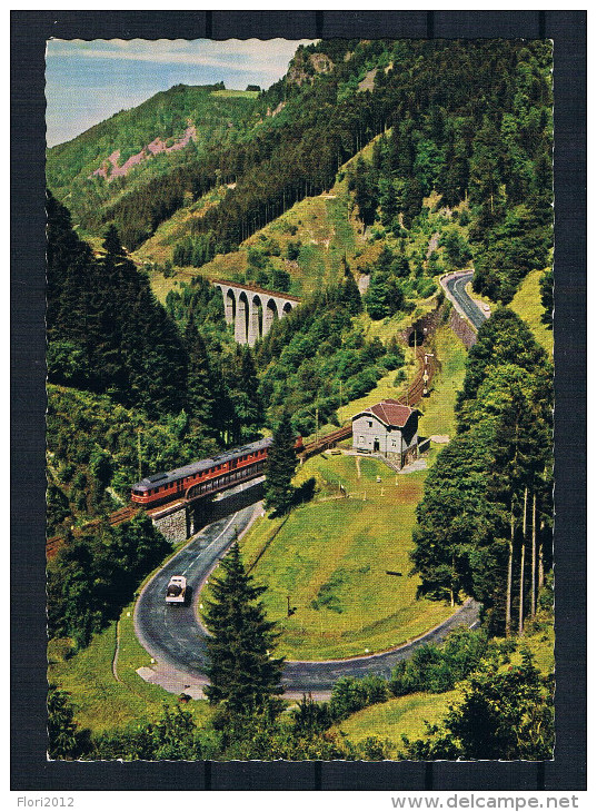 (D064) AK Höllental - Ravennabrücke - Auto - Zug - Höllental