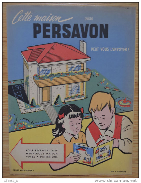 Protège-cahier PERSAVON - Superforteresse B-29 &amp; Maison - 1957 - Protège-cahiers