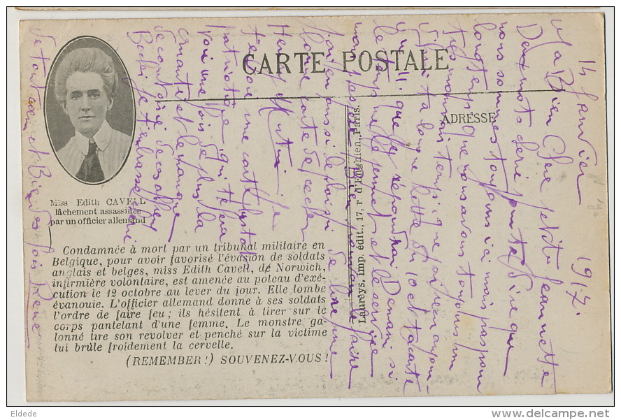 Edith Cavell Nurse  Born In Norwich Assassinated October 12, 1915 Signed Carrey - Norwich