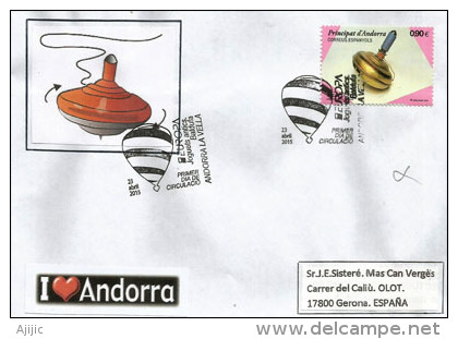 La Toupie (Baldufa) Europa 2015 Andorra Español, Adressée En Espagne - Lettres & Documents