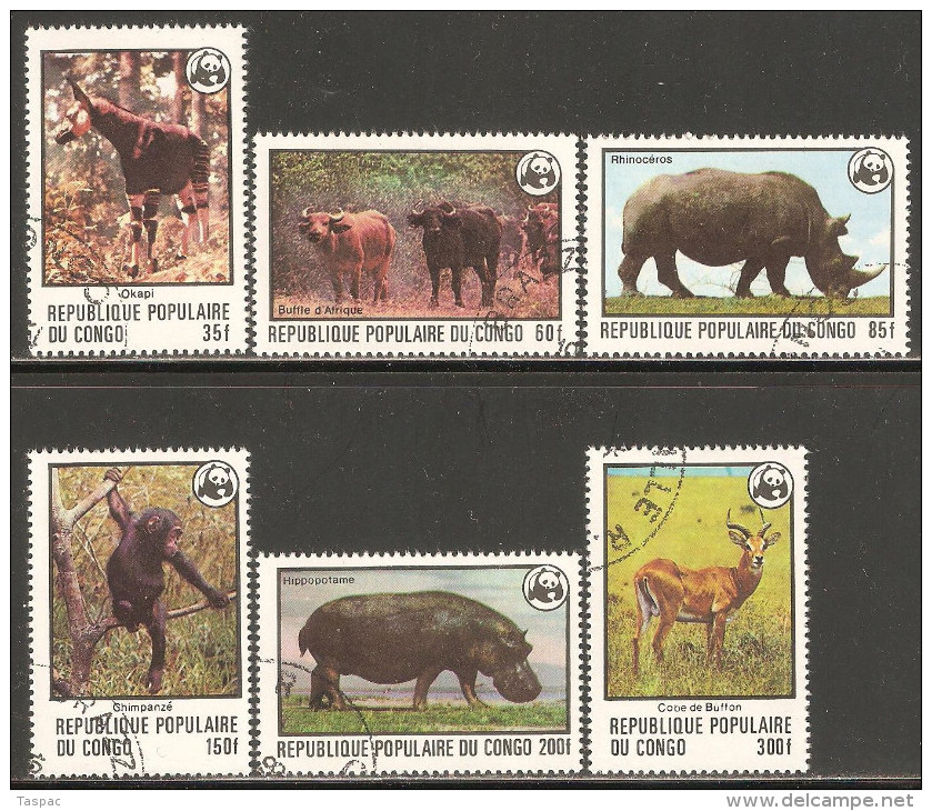 Congo - Brazzaville 1978 Mi# 630-635 Used - Endangered Animals / WWF - Oblitérés