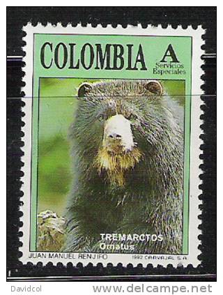 Q863.-.KOLUMBIEN / COLOMBIA .-. 1992 .-.  MI # : 1859 .-. MNH .-. OURS / BEARS / OSOS .-. TREMARCTOS  ORNATUS - Bears