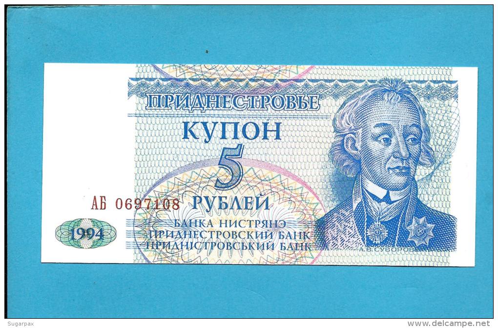 TRANSNISTRIA - 5 RUBLEI - 1994 - Pick 17 - UNC. - BANKA NISTRIANA - 2 Scans - Moldawien (Moldau)