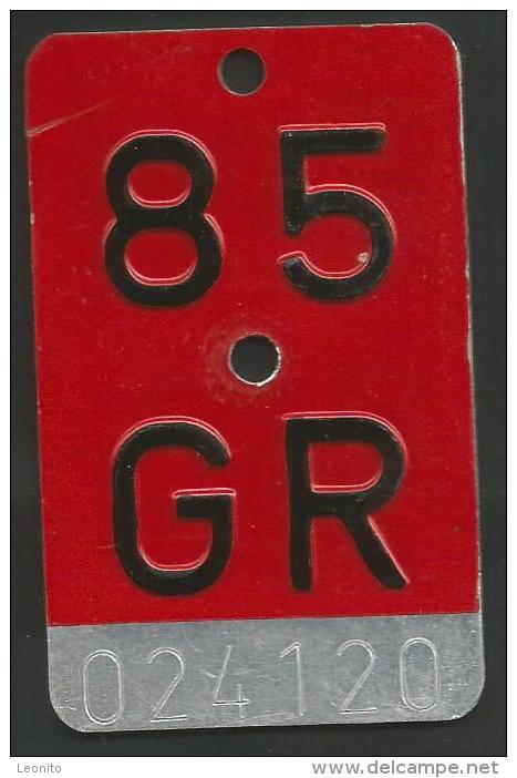 Velonummer Graubünden GR 85 - Kennzeichen & Nummernschilder