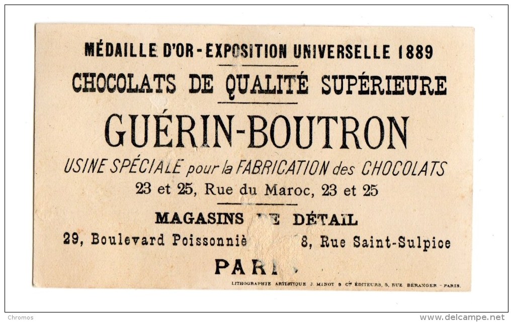 Chromo Pour Chocolat Guérin Boutron Avec Thème Bicyclette, Vélo - Guérin-Boutron