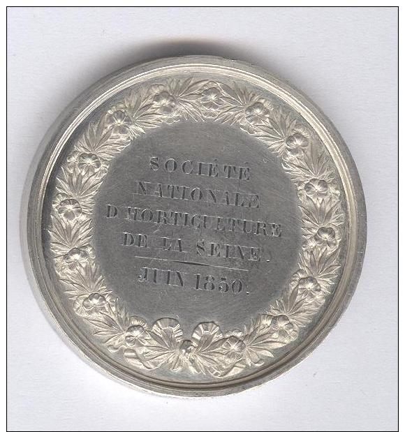 Médaille Société D'Horticulture De La Seine - Juin 1850 - Mr Dusacq - La Revue Horticole - 2ème Prix - Argent - Autres & Non Classés