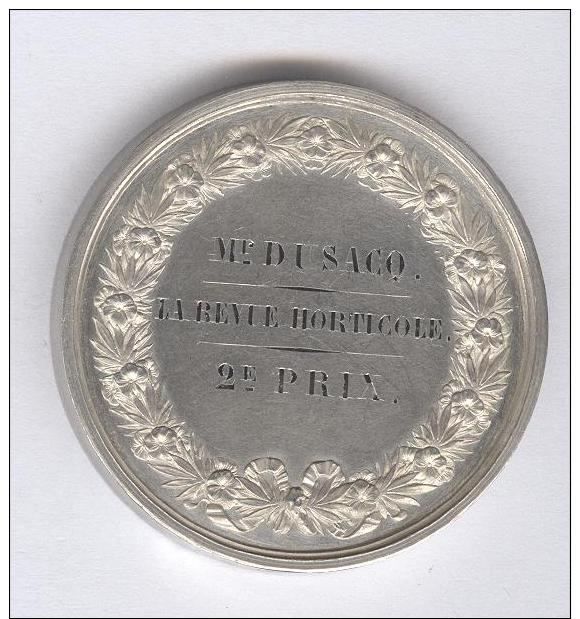 Médaille Société D'Horticulture De La Seine - Juin 1850 - Mr Dusacq - La Revue Horticole - 2ème Prix - Argent - Autres & Non Classés