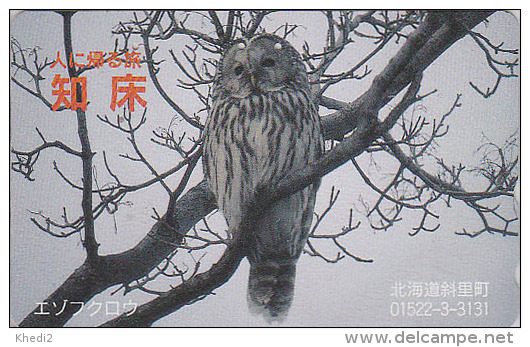 Télécarte Japon - Oiseau HIBOU CHOUETTE DE L´OURAL - OWL Bird Japan Phonecard - EULE Vogel Telefonkarte - 4198 - Eulenvögel