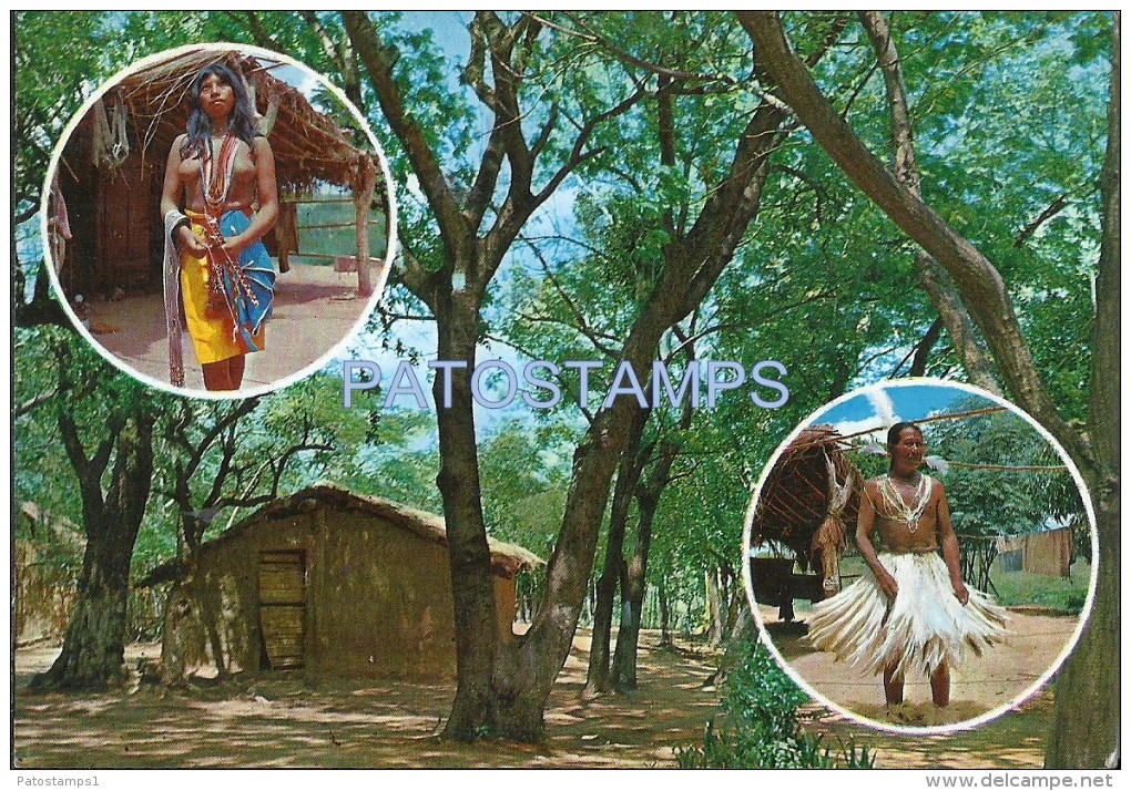 29818 PARAGUAY COSTUMES NATIIVE INDIAN VILLAGE MULTI VIEW POSTAL POSTCARD - Paraguay