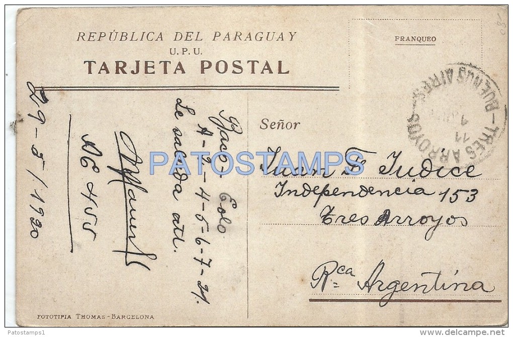 29824 PARAGUAY LA INDUSTRIA PARAGUAYA CIRCULATED TO ARGENTINA POSTAL POSTCARD - Paraguay