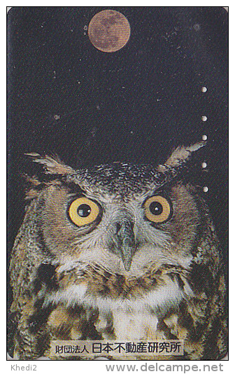 Télécarte Japon - Oiseau HIBOU & Lune - OWL Bird & Moon Japan Phonecard - EULE Vogel Telefonkarte - 4201 - Eulenvögel