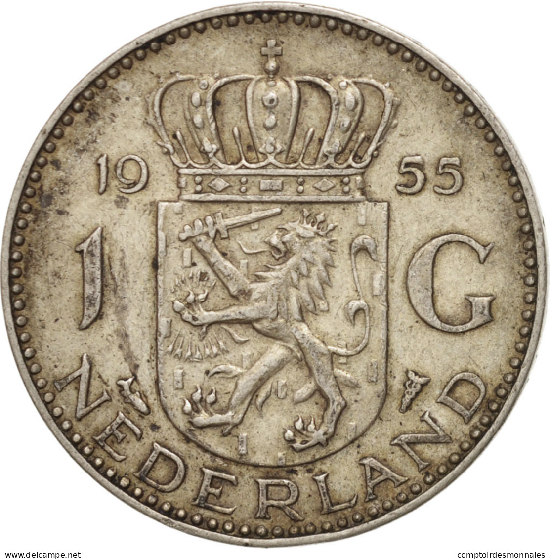 Monnaie, Pays-Bas, Juliana, Gulden, 1955, TTB, Argent, KM:184 - Monnaies D'or Et D'argent