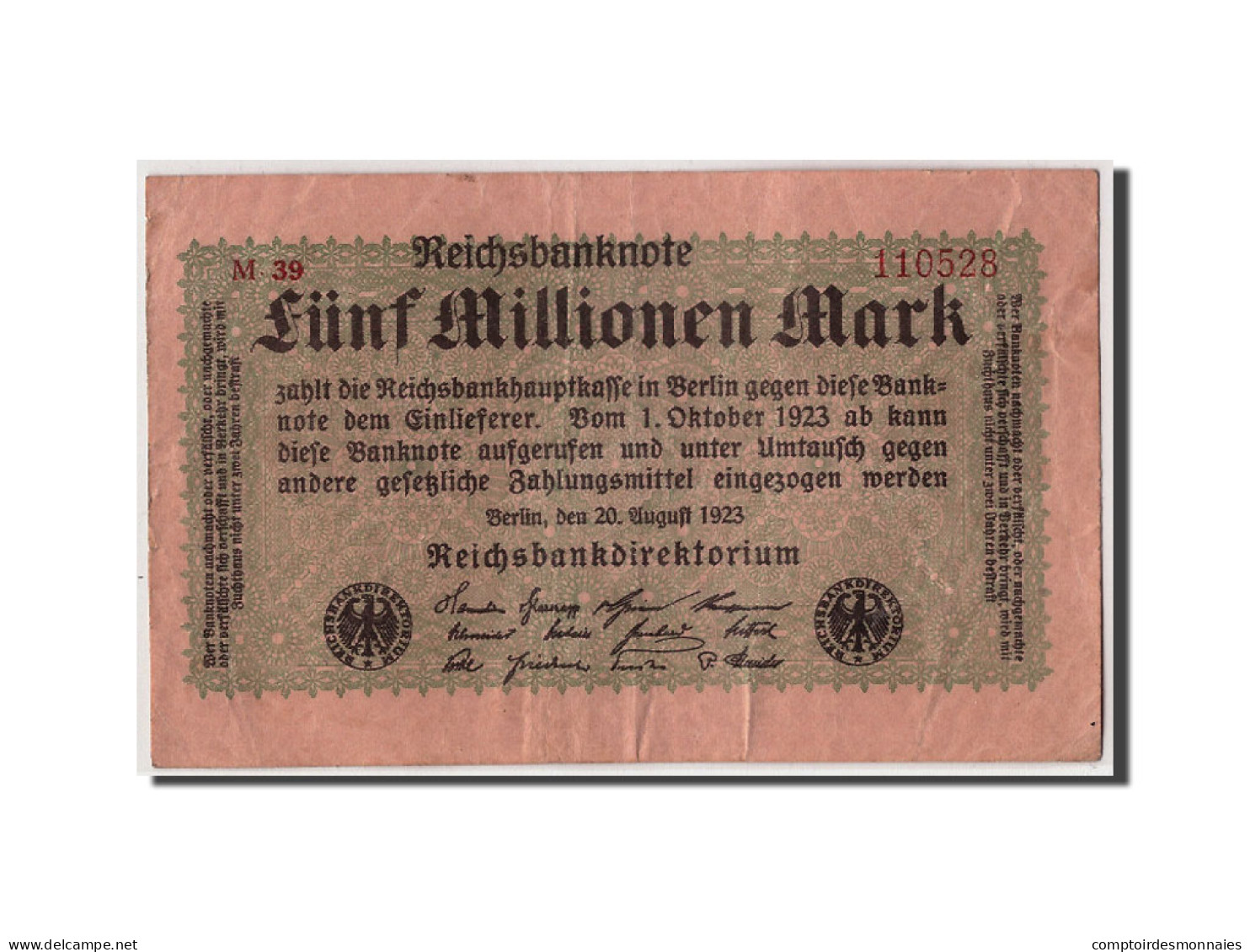 Billet, Allemagne, 5 Millionen Mark, 1923, 1923-08-20, KM:105, TB - 5 Miljoen Mark