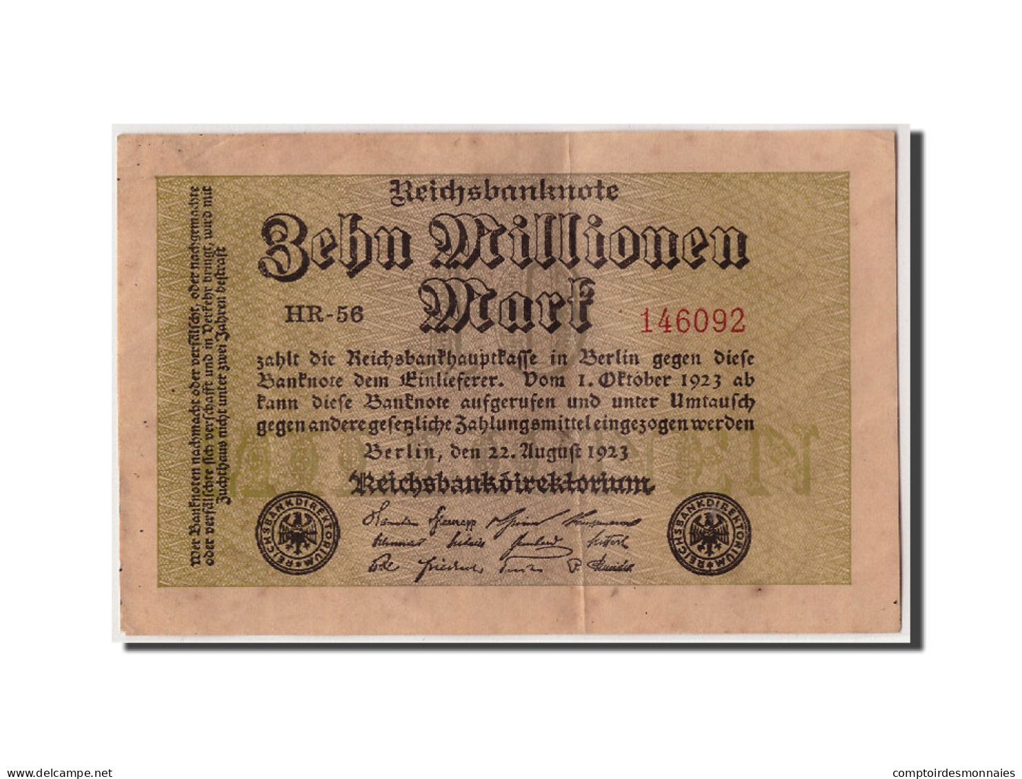 Billet, Allemagne, 10 Millionen Mark, 1923, 1923-08-22, KM:106a, TB+ - 10 Millionen Mark