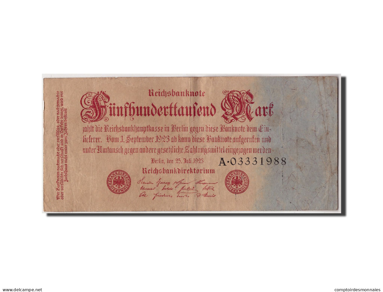 Billet, Allemagne, 500,000 Mark, 1923, 1923-07-25, KM:92, TB - 500.000 Mark