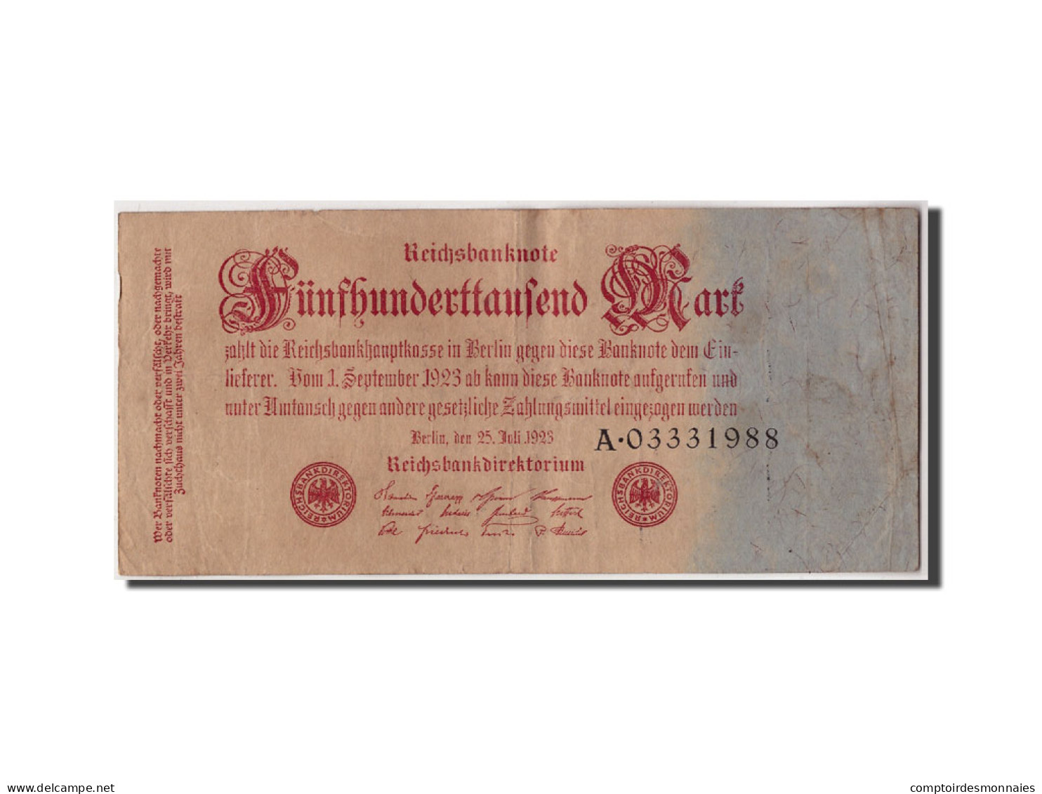 Billet, Allemagne, 500,000 Mark, 1923, 1923-07-25, KM:92, TB - 500000 Mark