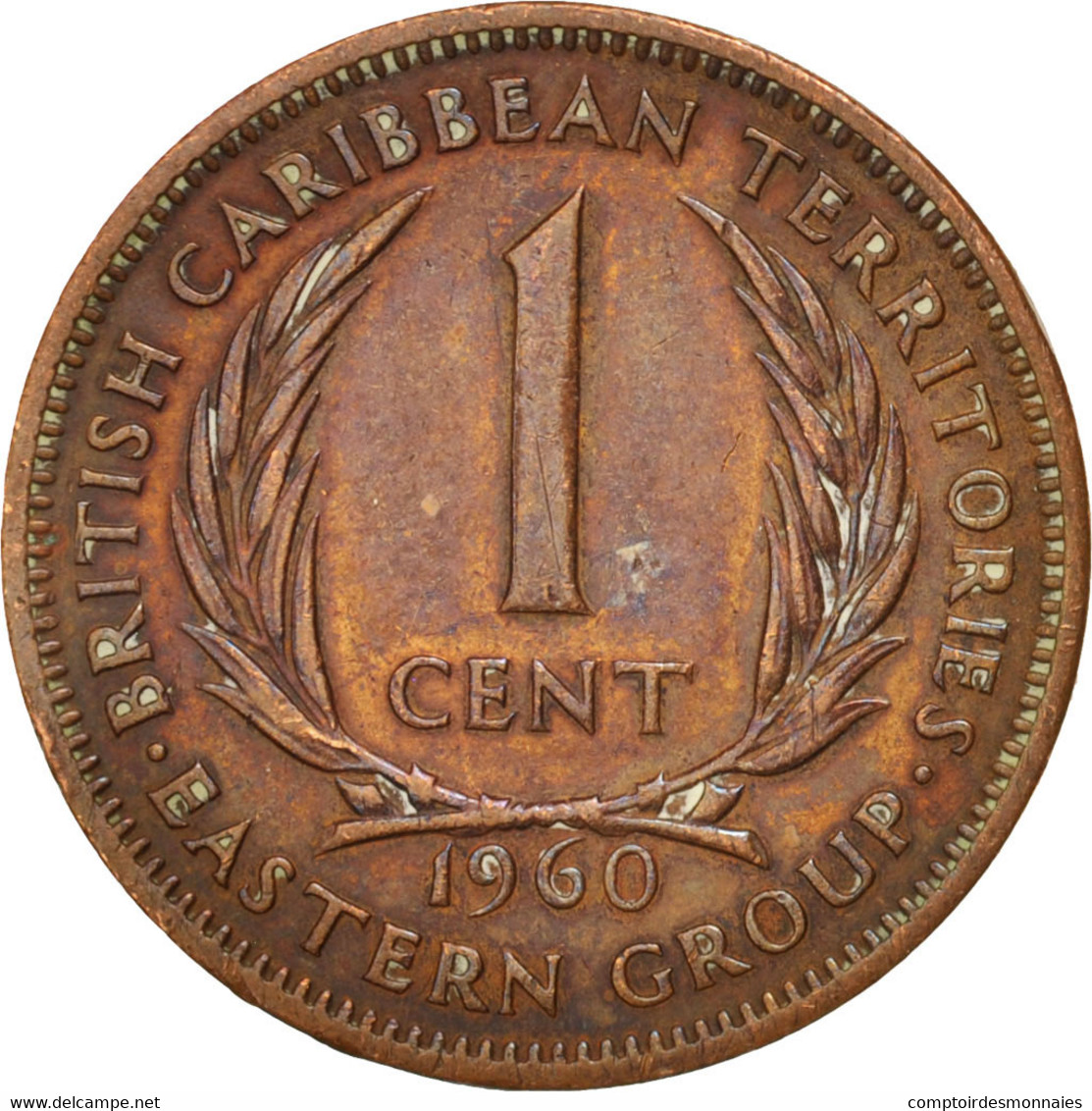 Monnaie, Etats Des Caraibes Orientales, Elizabeth II, Cent, 1960, TB+, Bronze - Territoires Britanniques Des Caraïbes