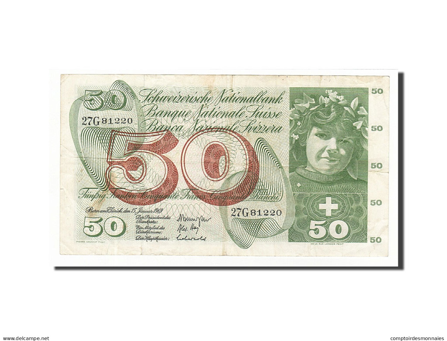 Billet, Suisse, 50 Franken, 1961-74, 1969-01-15, KM:48i, TB+ - Zwitserland