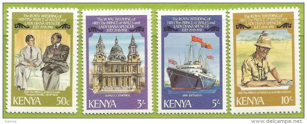 Kenya 1981 191 à 194 ** Mariage Prince Charles Et Lady Diana Spencer Cathédrale Saint-Paul Yacht Britannia - Kenia (1963-...)