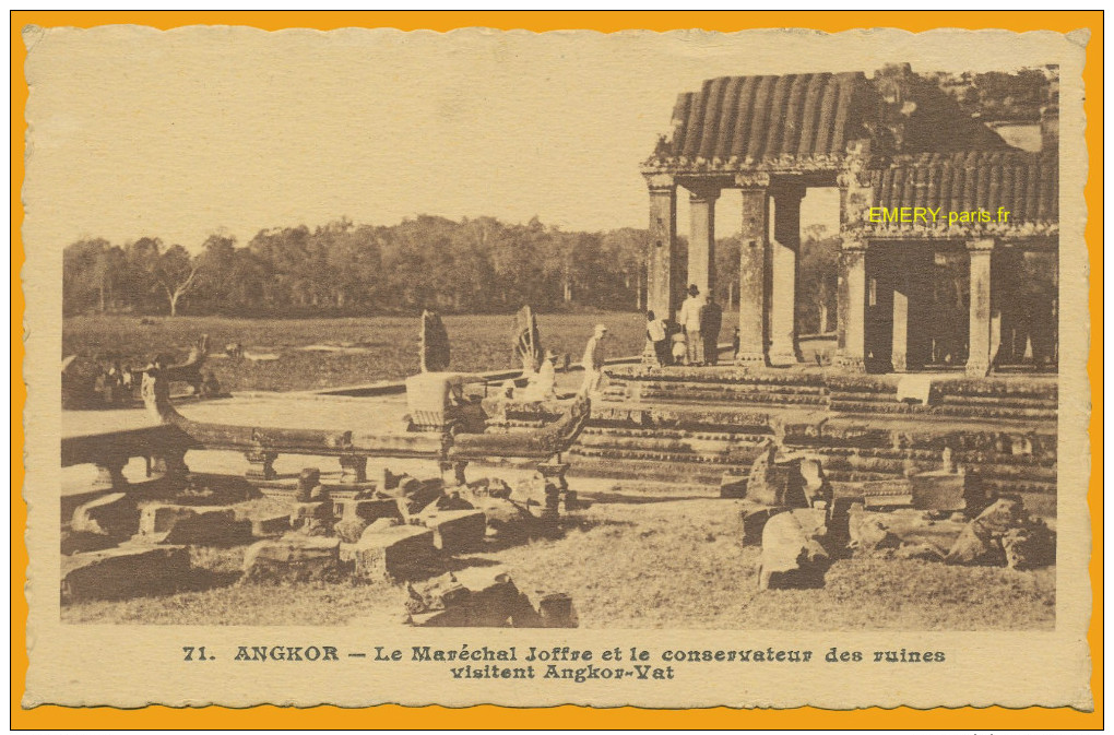 Indochine Cpa80 Ankor (Tonkin), Visite Des Ruines Par Le Maréchal Joffre Et Le Conservateur Evènements, Militaire, Neuve - Andere & Zonder Classificatie