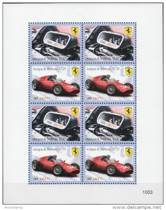 Antigua-Barbuda MNH Cars, Ferrari Sheetlet - Cars