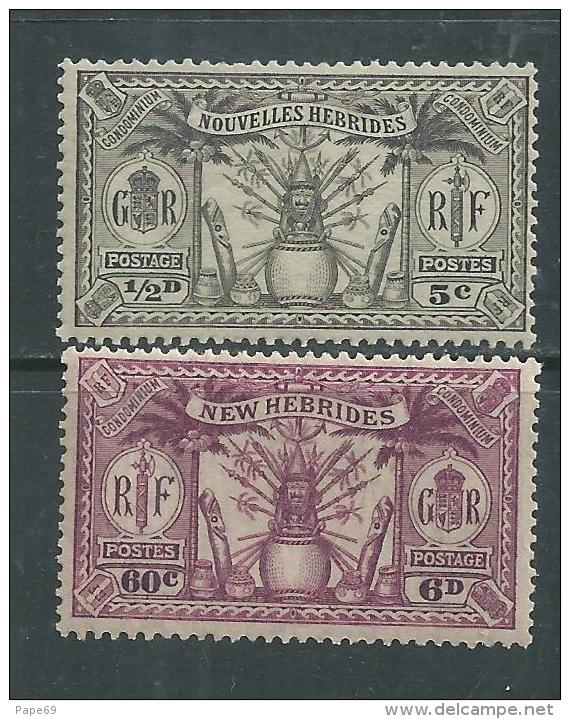 Nlles Hébrides N° 91 + 96 XX  : Partie De Série. Les 2 Valeurs Légende Anglaise Sans Charnière, TB - Unused Stamps