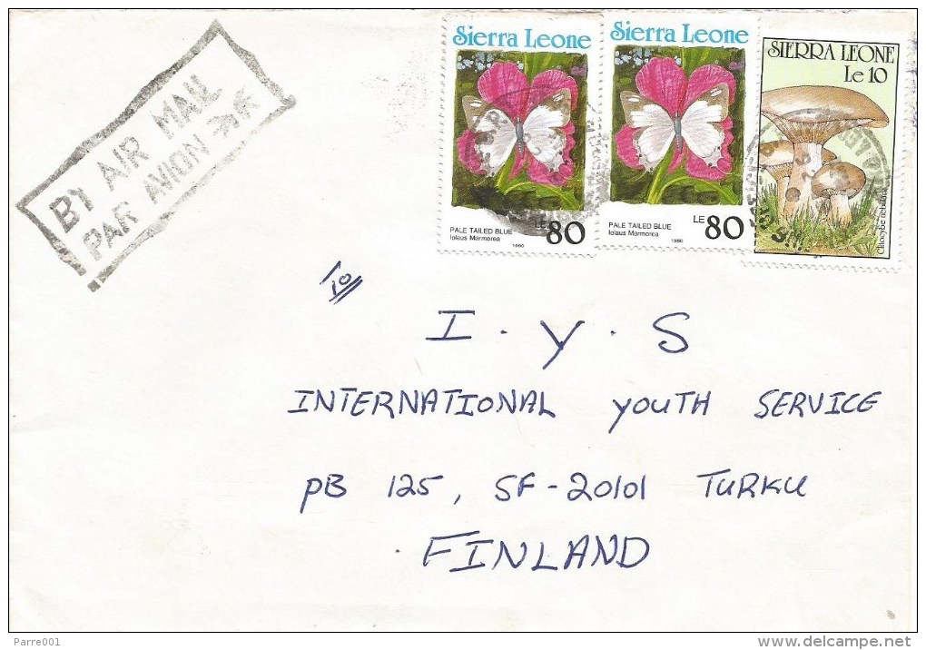 Sierra Leone 1992 Freetown Clitocybe Mushroom Le10 Iolaus Marmorea Le80 (1990) Butterfly Cover - Sierra Leone (1961-...)