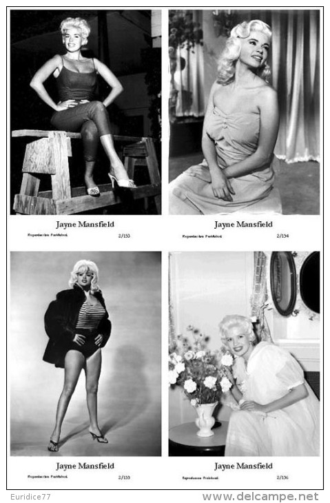 JAYNE MANSFIELD - Film Star Pin Up - Publisher Swiftsure Postcards 2000 SET 153-56 - Artistes