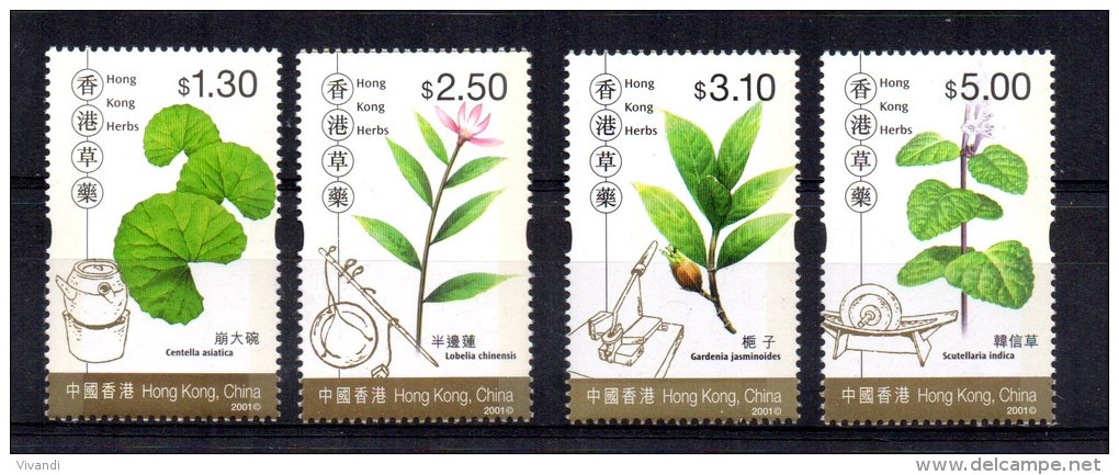 Hong Kong - 2001 - Medicinal Herbs - MNH - Unused Stamps