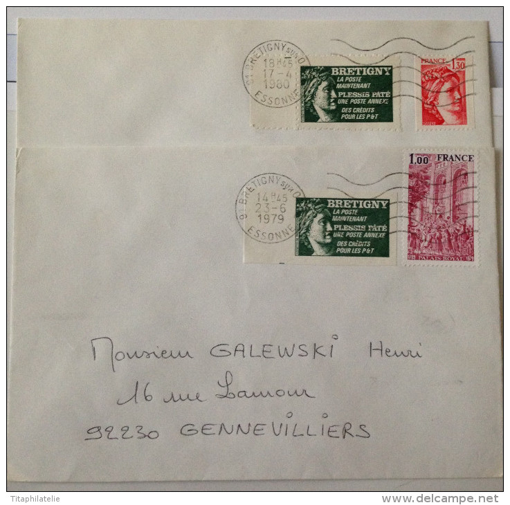 Vignette La Poste Sabine De Bretigny Sur Oise Essonne. Dentelée Et Non Dentelée CAD 23/6/79 17/4/80 Demande De Crédits - Altri & Non Classificati