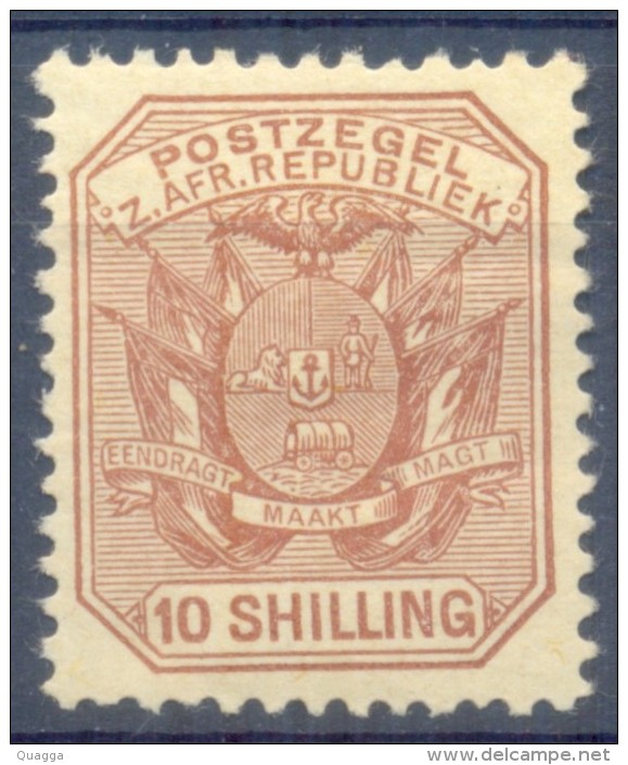 Transvaal 1895. 10s Pale Chestnut. SACC 218*, SG 212a*. - Transvaal (1870-1909)