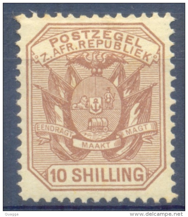 Transvaal 1895. 10s Pale Chestnut. SACC 218*, SG 212a*. - Transvaal (1870-1909)