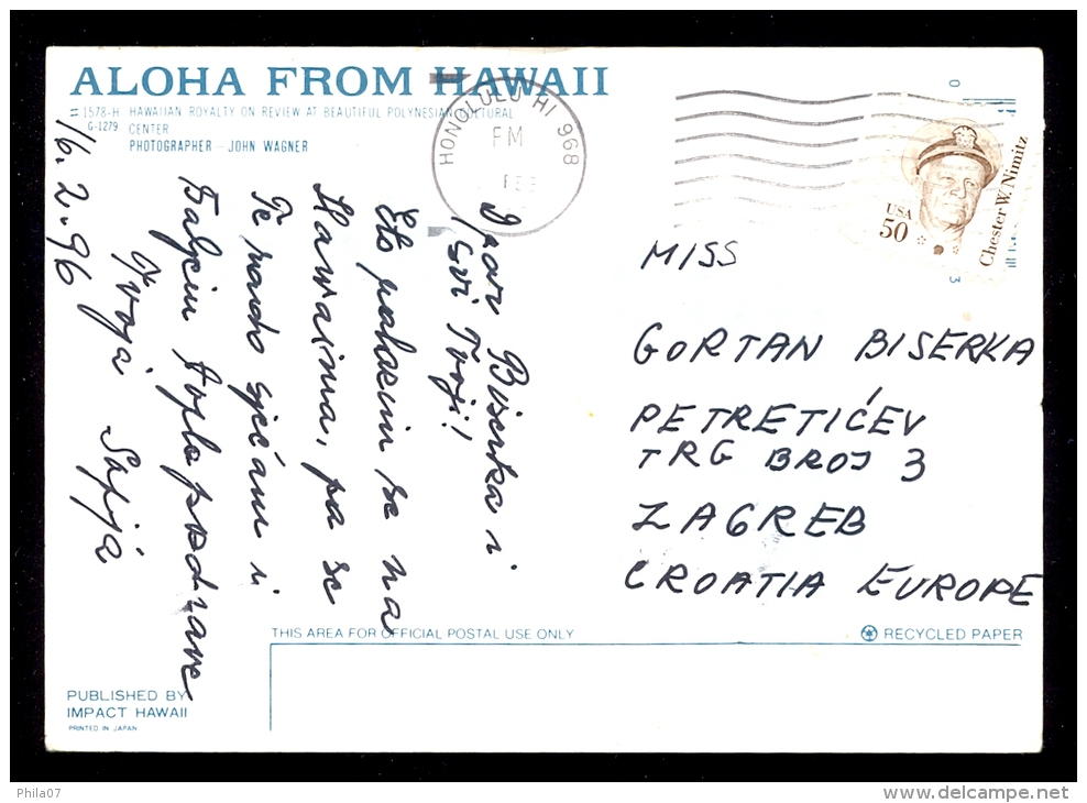 Aloha From Hawaii / Postcard Circulated - Honolulu