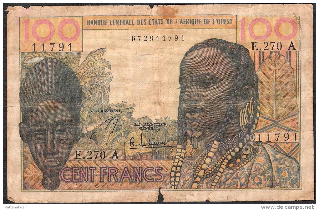 IVORY COST P101Afg 100  FRANCS  Signature 5 1957 VG - Côte D'Ivoire