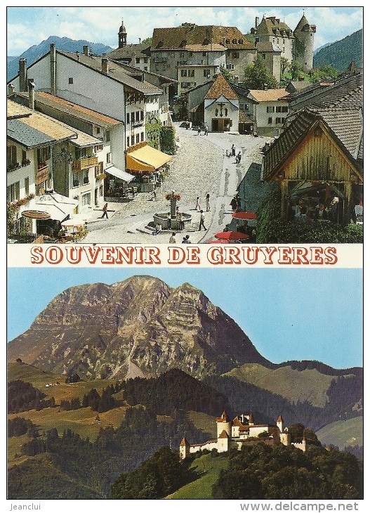 .CPM . SOUVENIR DE GRUYERES ( Deux Vues ).. CARTE NON ECRITE - Gruyères