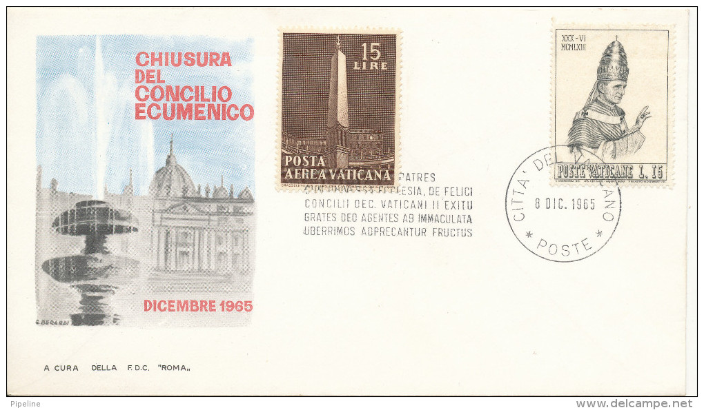 Vatican Cover 8-12-1965 Chiusura Del Concilio Ecumenico With Cachet - Covers & Documents