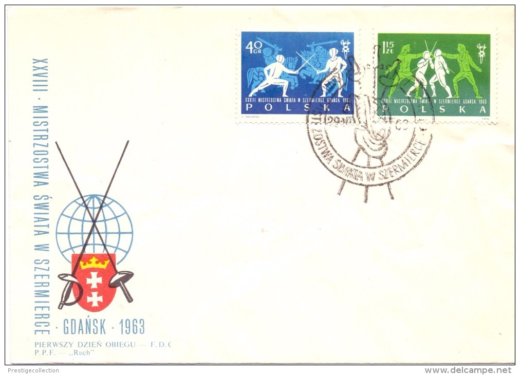 POLAND FENCING SCHERMA FDC 1963  3 PIECES  (F160201-202-203) - Scherma