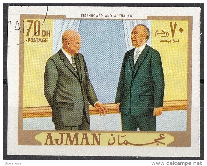 624 Ajman 1970 Eisenhower E Adenauer  Imperf. - Autres & Non Classés